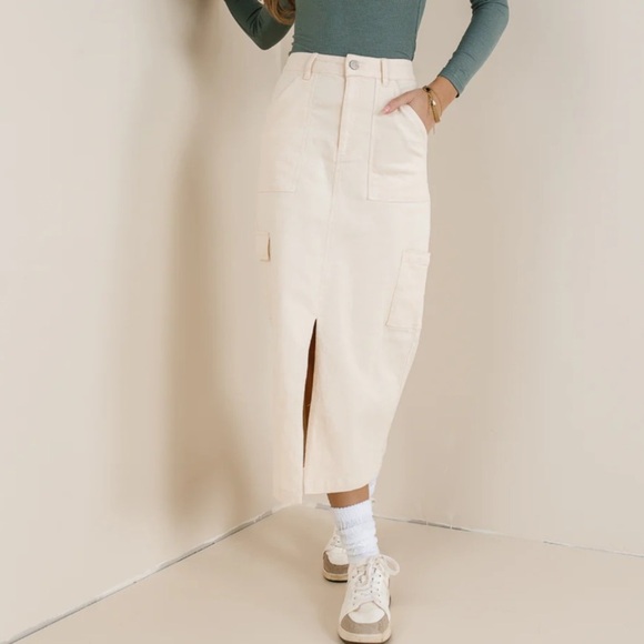 bohme Khloe Cargo Denim long Skirt - Picture 1 of 11